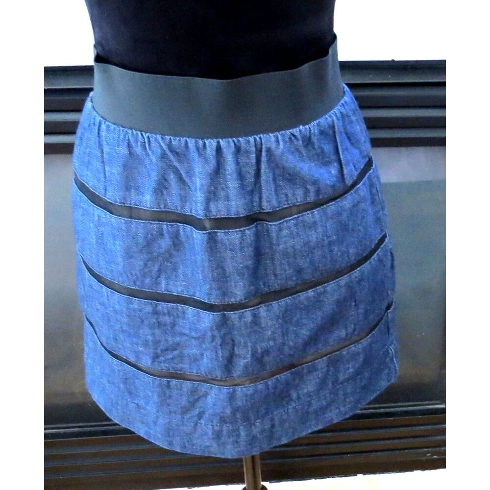 Jodi Arnold for The Limited Denim Mesh Mini Skirt Size 0 EUC - Picture 3 of 9
